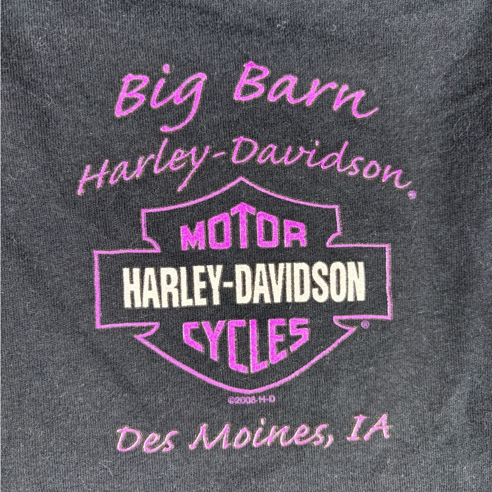 1X Harley Davidson Womens long sleeve BLK Rhinestones Big Barn De Moines IA Y2K - Picture 3 of 8